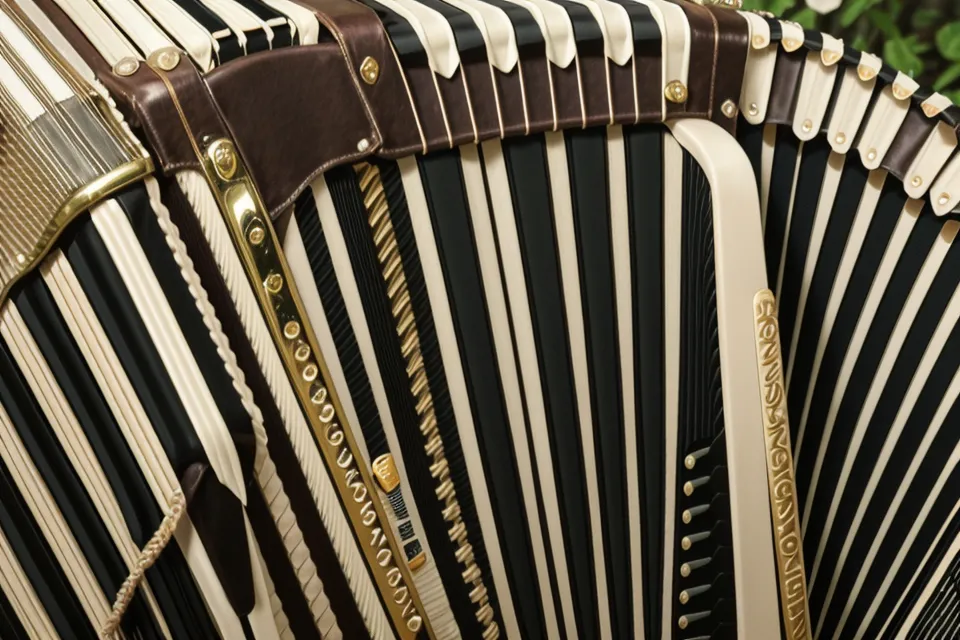 Detailaufnahme der Tasten einer Hohner Concerto II Baujahr 1964