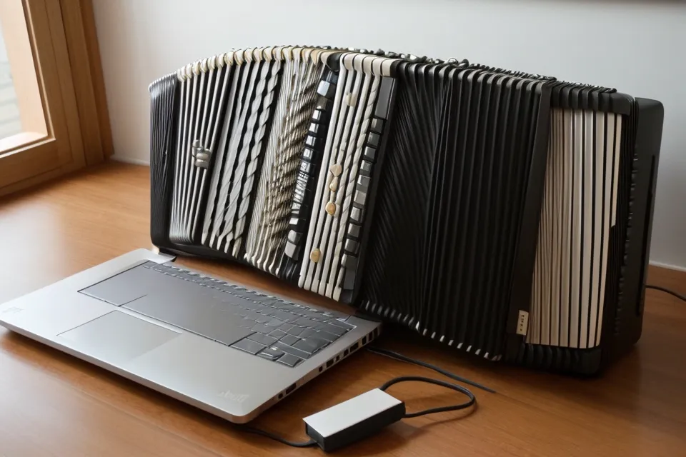 Laptop mit Online-Kurs Lektion und einem handschriftlichen Übungsprotokoll daneben.