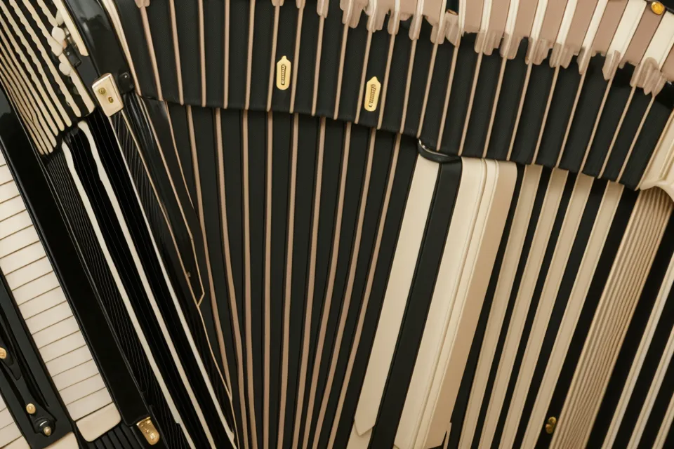 Nahaufnahme der 34 Diskanttasten der Hohner Concerto II im Akkordeon-Online-Kurs-Vergleich