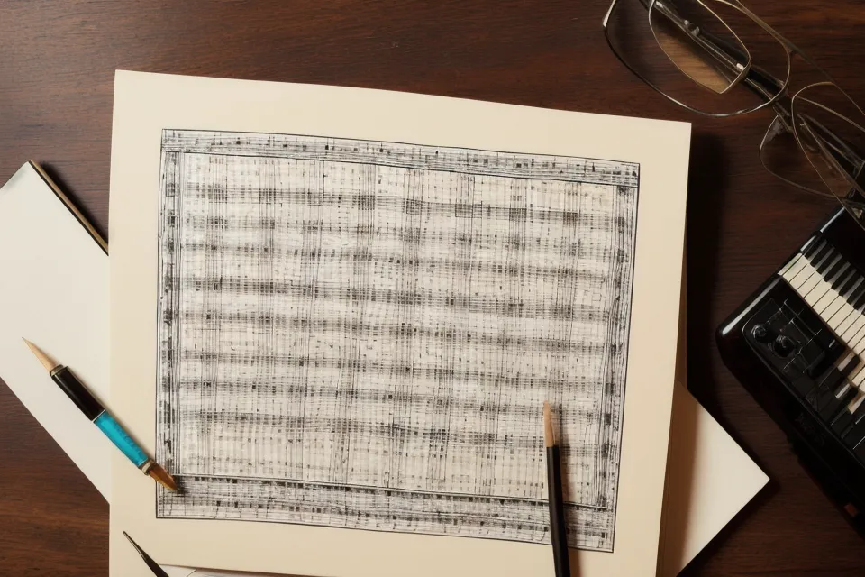 Handgeschriebene Rhythmus-Tabellen und Notizen neben einem Akkordeon aus dem Online-Kurs-Vergleich