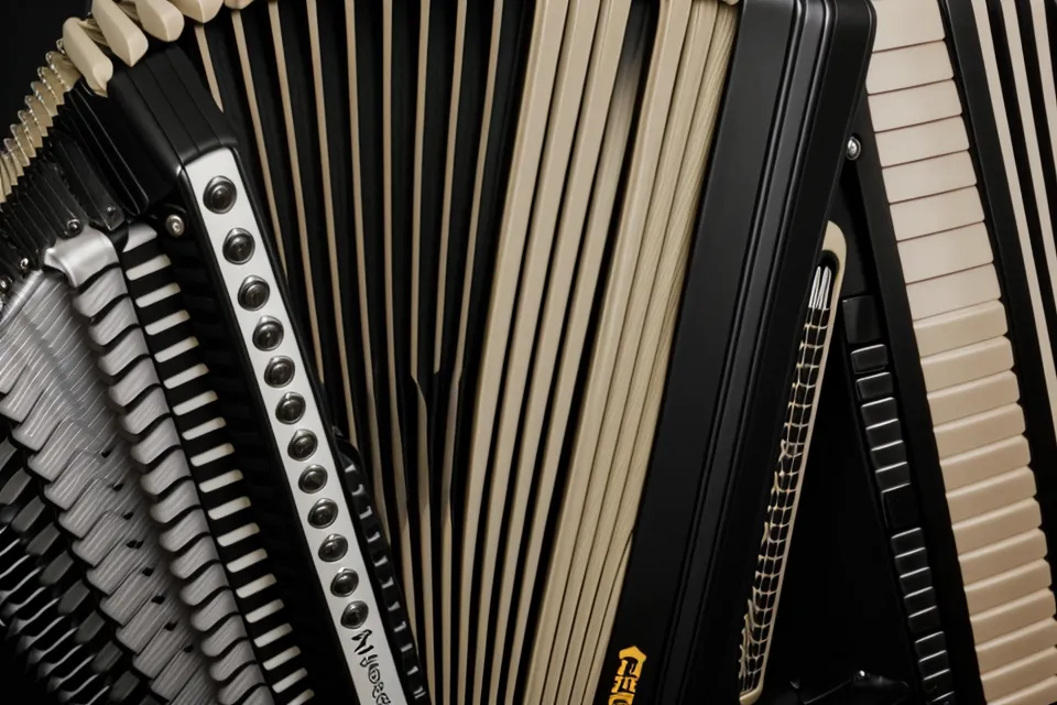 Die 72 Bassknöpfe einer Hohner Concerto II in Nahaufnahme